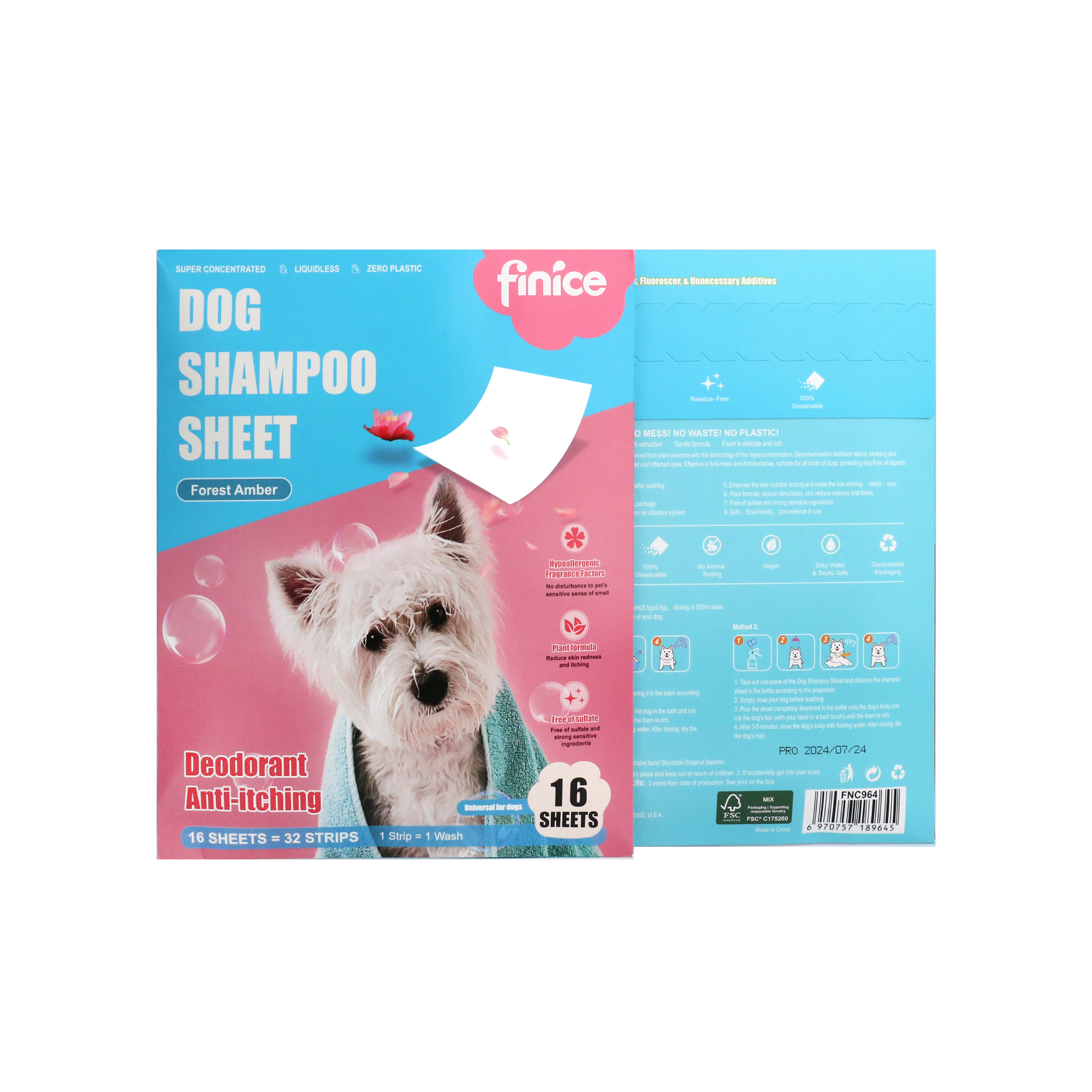Pet shampoo sheet