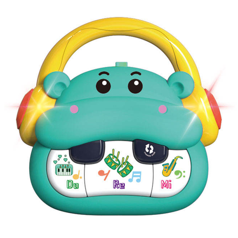 Cartoon hippo electronic organ set 2colors mixed (2*AAA，not included batteries)