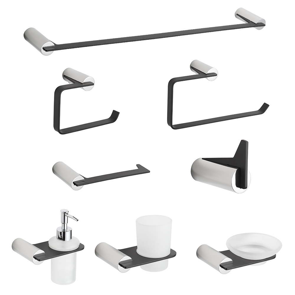 8 pieces black bathroom sanitary modern design bathroom accessories set