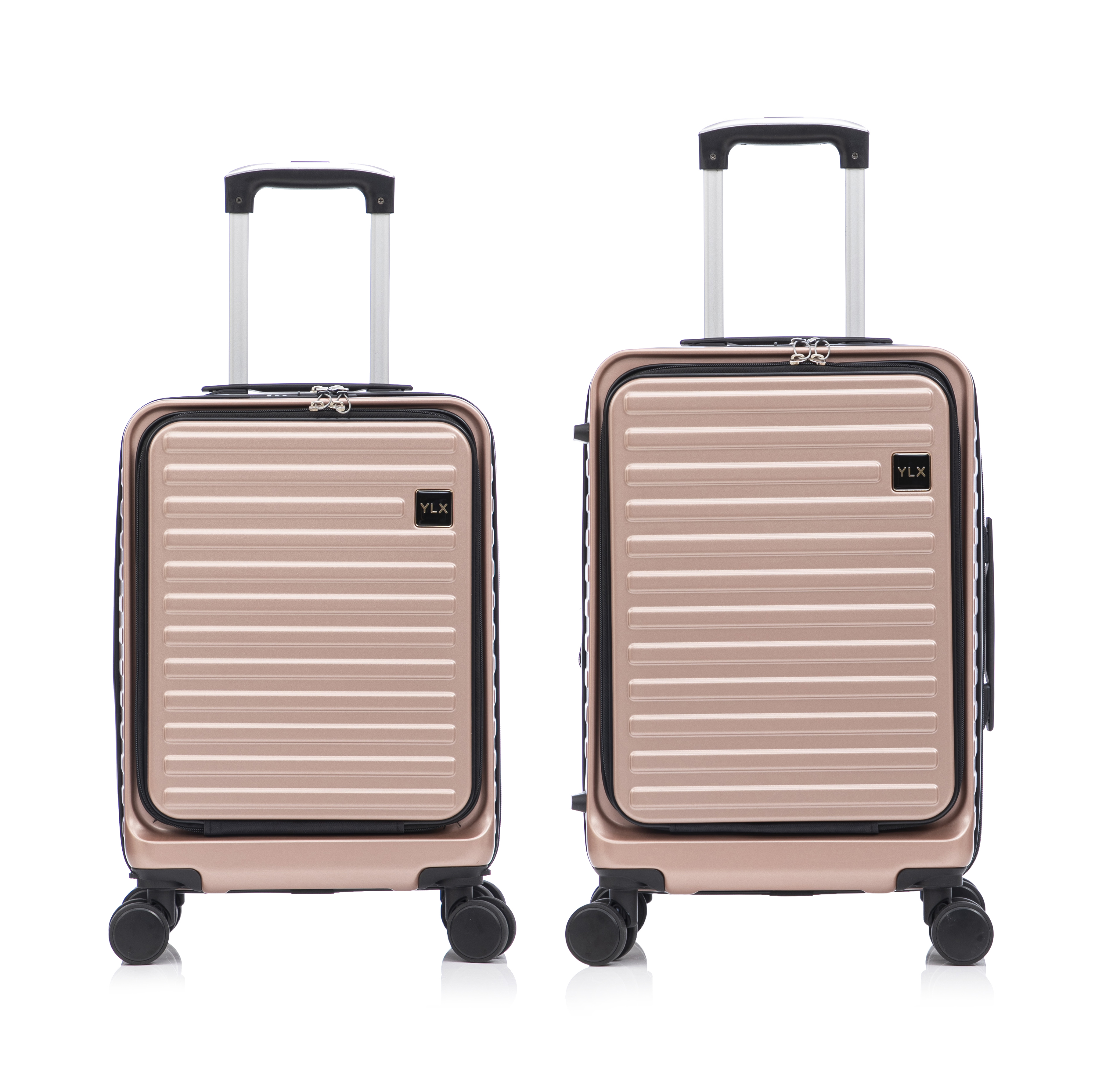 Baonai Side-Access Dual Zipper 360° Spinner Wheels 2-Piece Carry-On Luggage Set