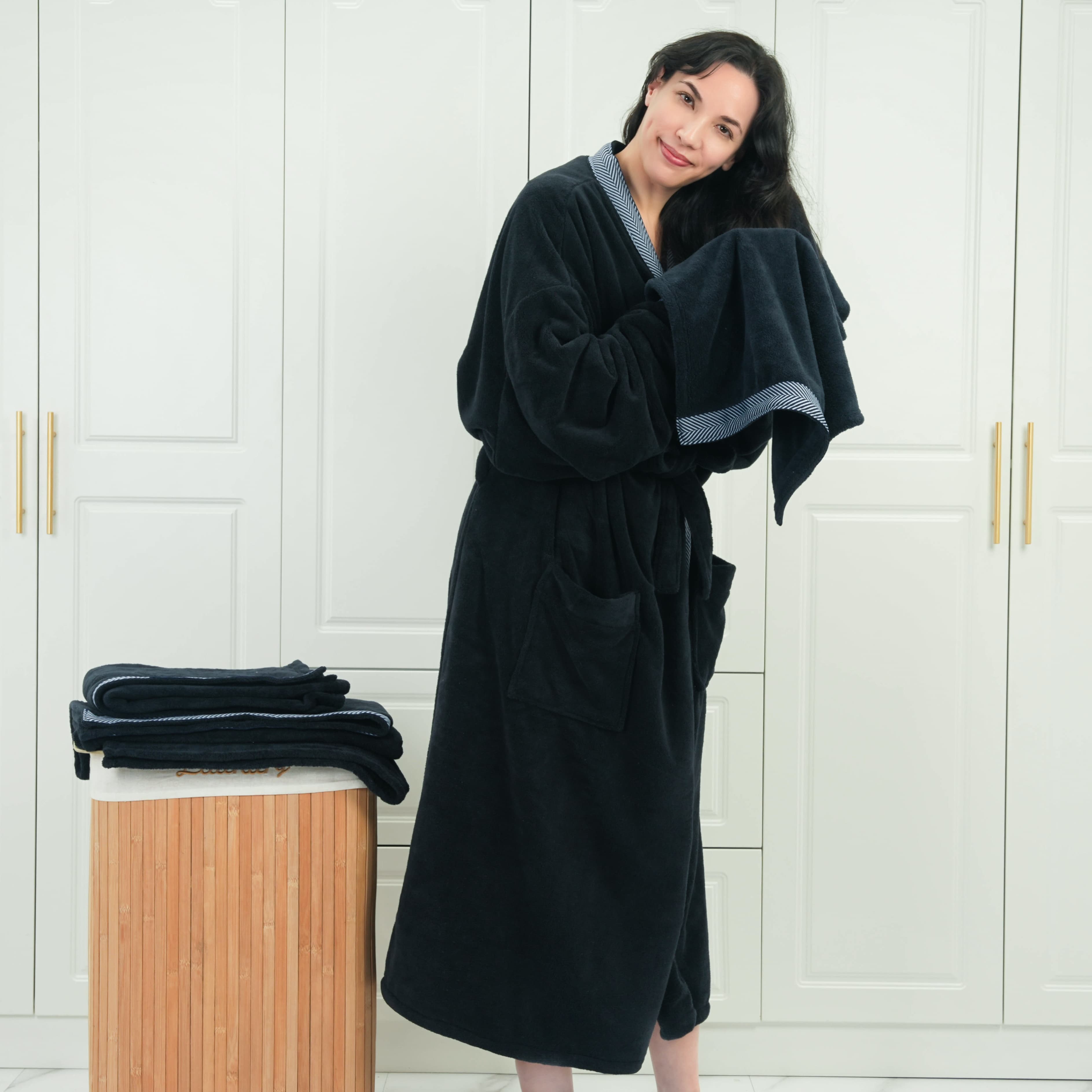 Coral Fleece Tape Bathrobe