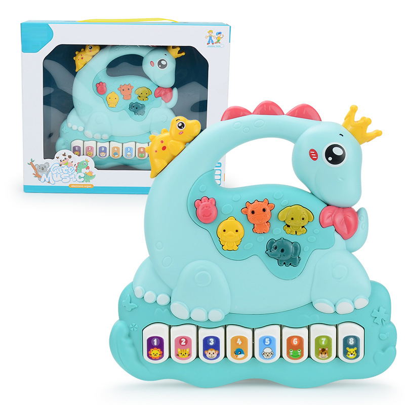 Cartoon brachiosaurus electronic organ set 2colors mixed (3*AAA，not included batteries)
