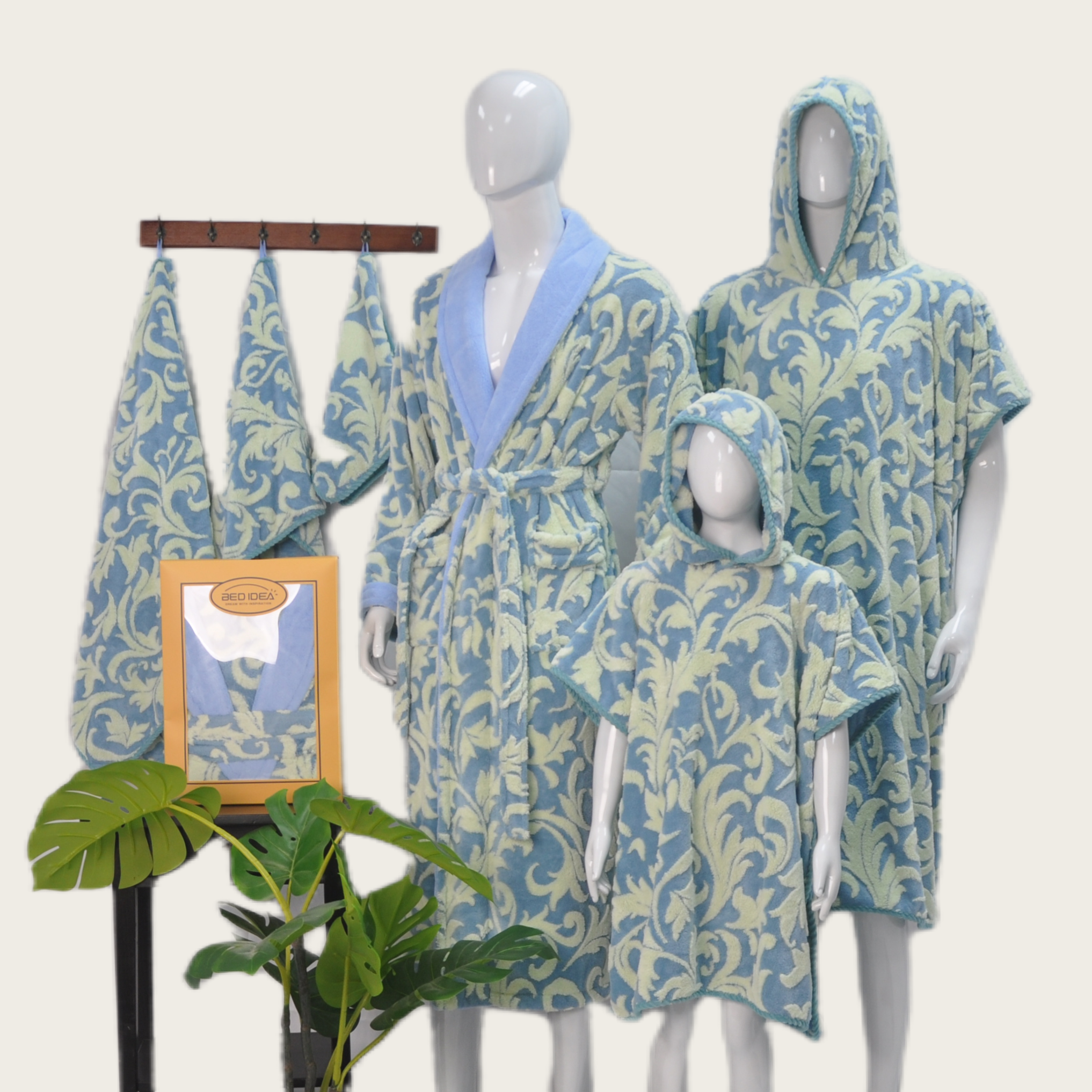 Coral Fleece Jacquard Bathrobe