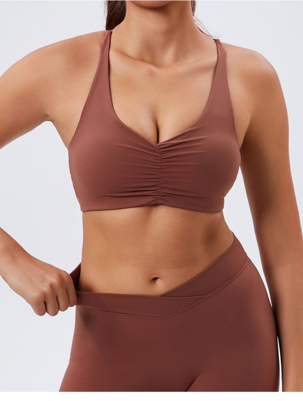 High waist pleated yoga suit