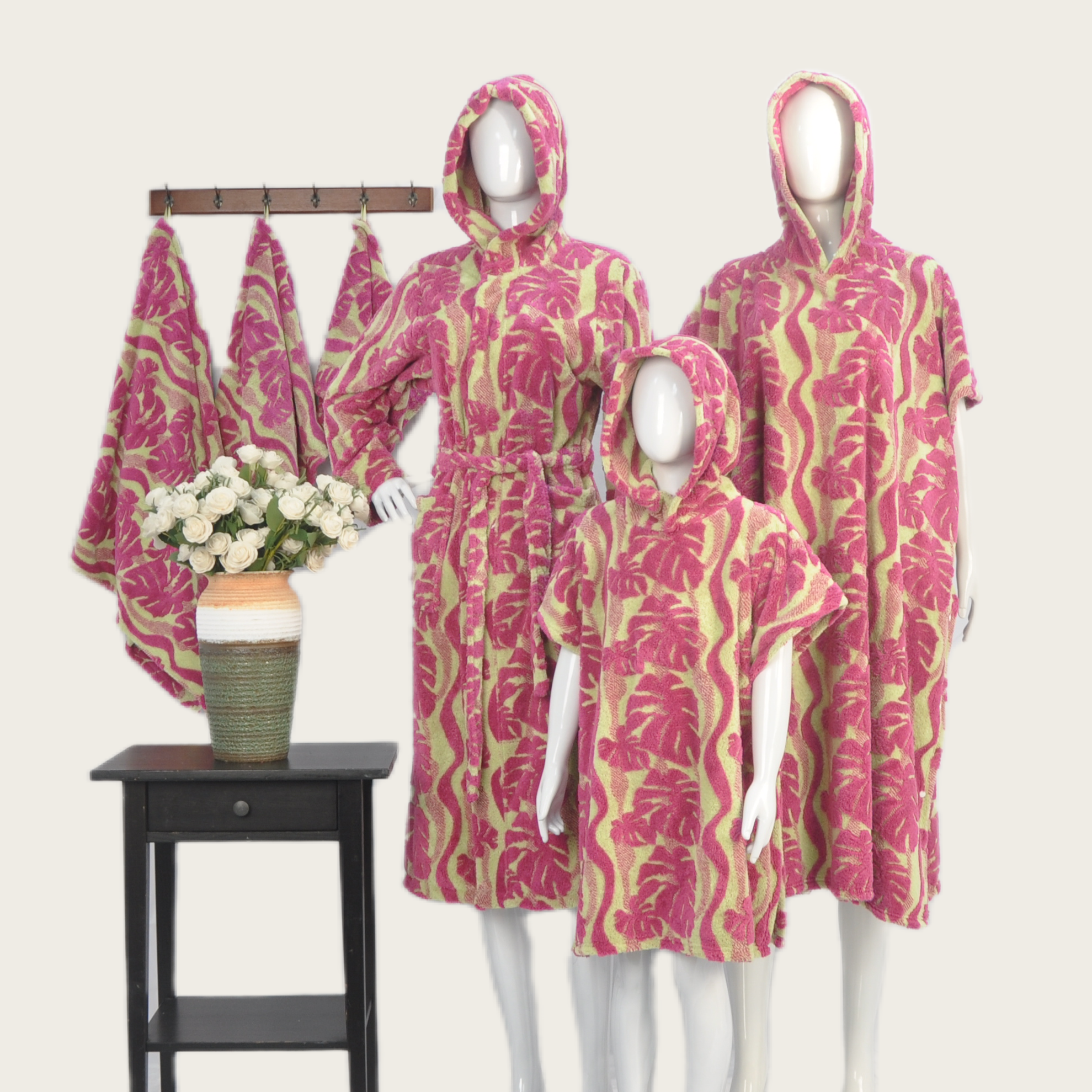 Coral Fleece Jacquard Bathrobe