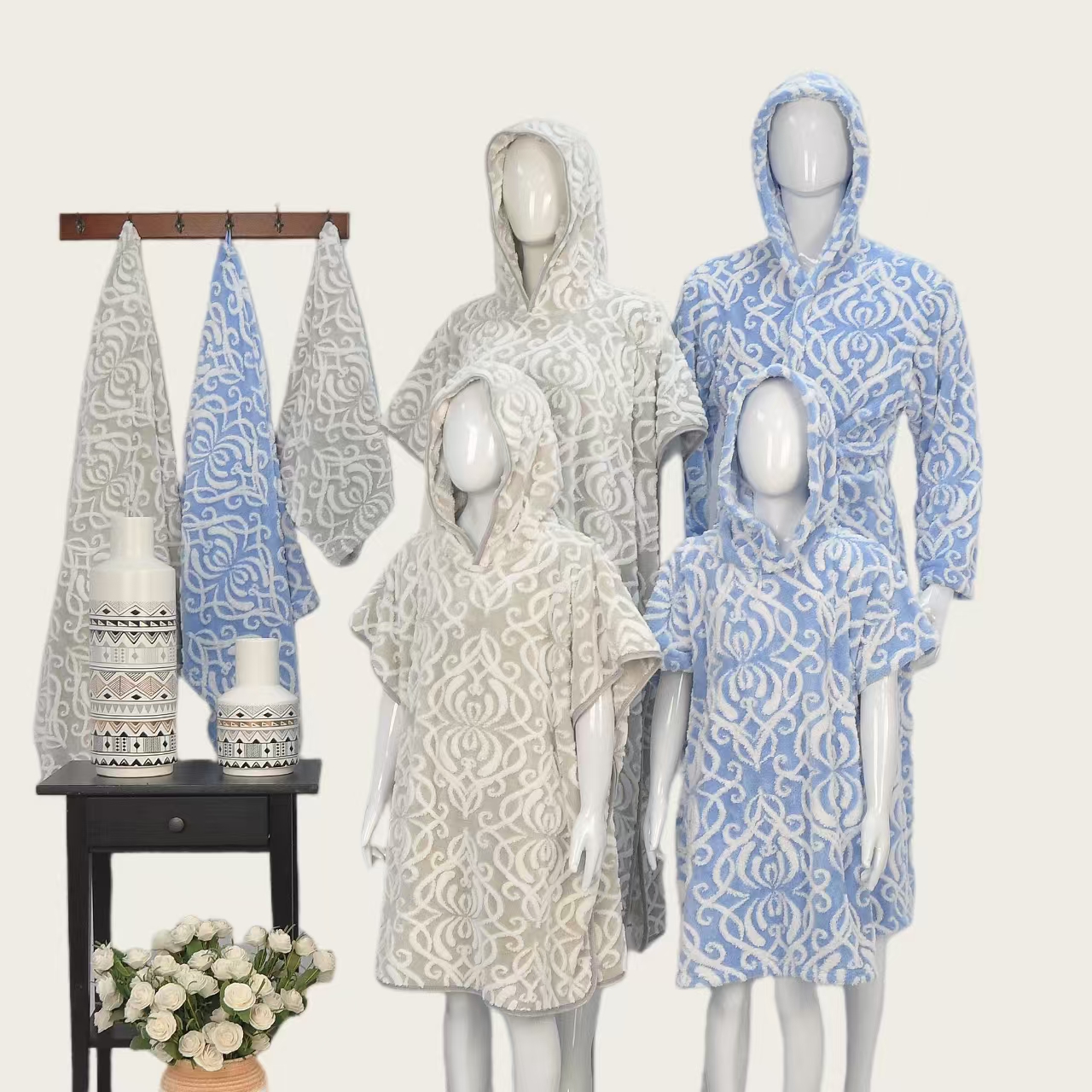 Coral Fleece Jacquard Bathrobe