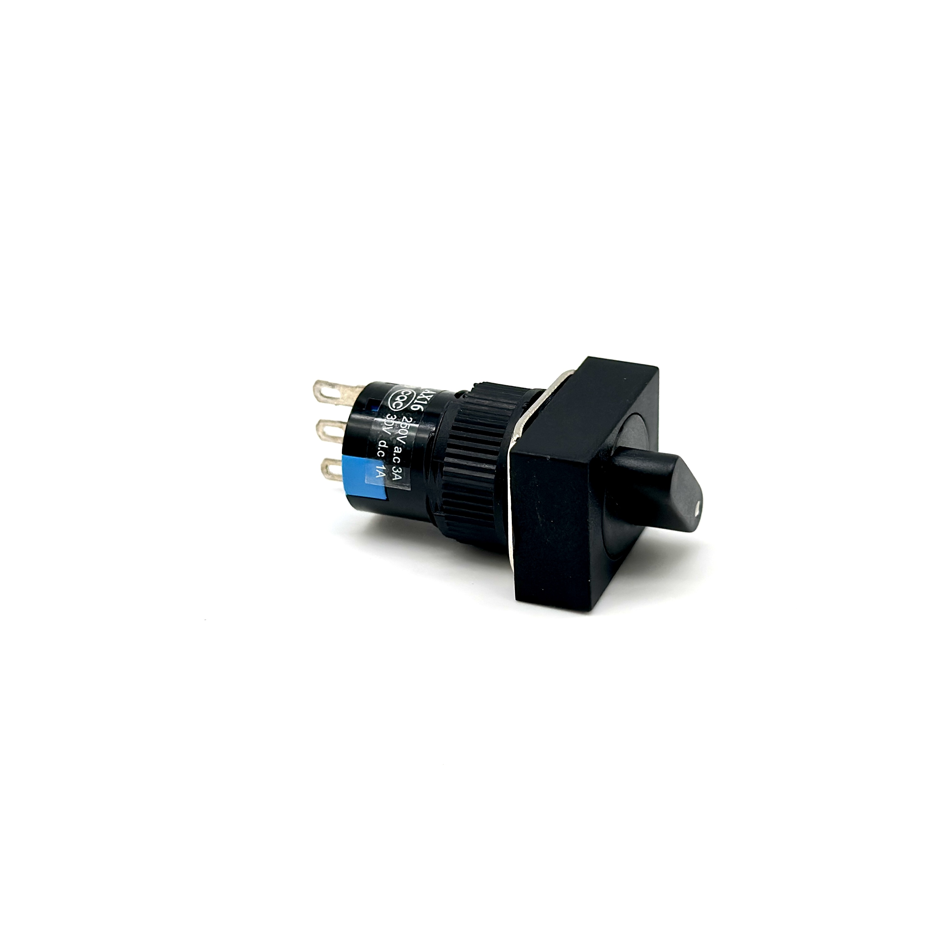 Zhongxing Wright 3A 250V Self-locking 16mm Black Rectangle 2 Positions 3 Positions Rotary Switch
