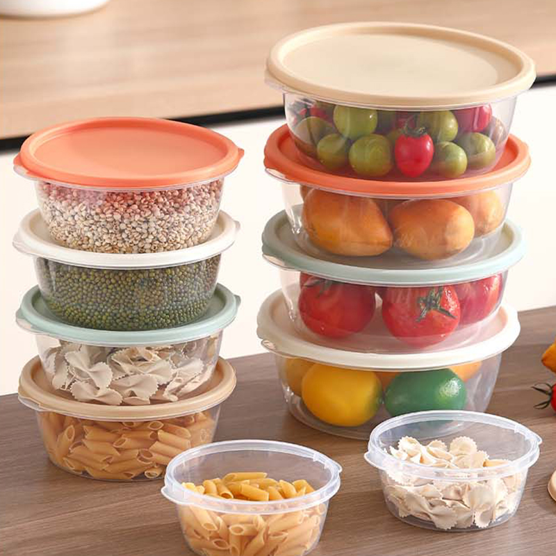 Plastic Four-Piece Fresh-Keeper Lunch Box Transparent Cover Simple Kitchen Food Storage Container