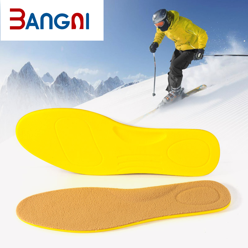 3angni Yellow Flannel PU Warm Heated Insoles