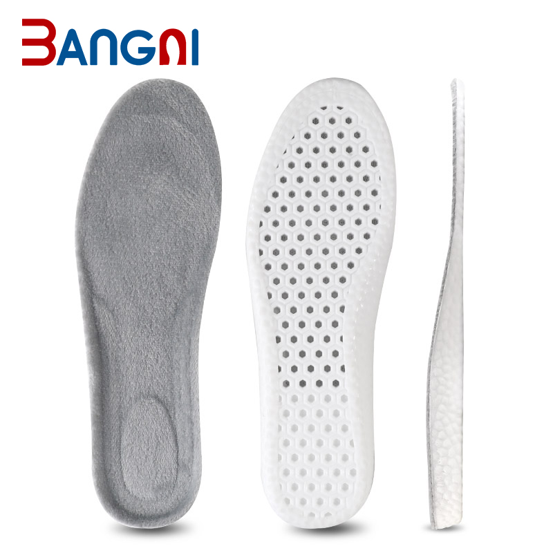 3angni Gray Beige PU Thickened Flannel Winter Warm Comfortable Insoles