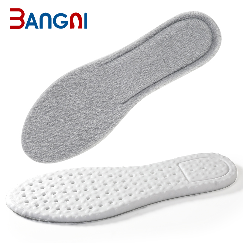 3angni Gray Apricot Velvet PU Warm Heated Comfortable Insoles