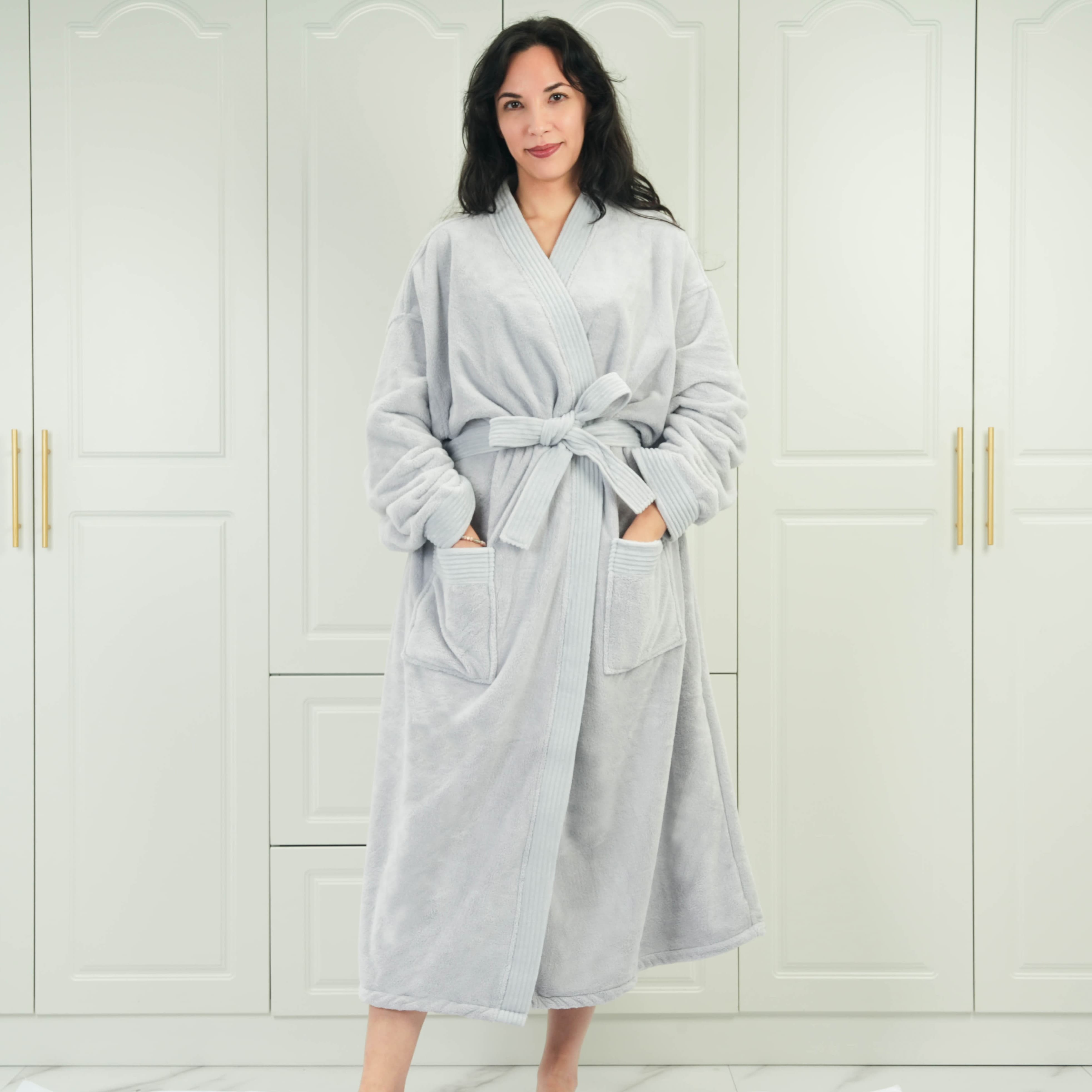 Coral Fleece Tape Bathrobe