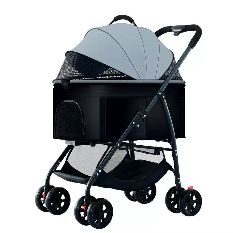 Pet Stroller Travel Crate Dog Strollers Cat carriers breathable four-wheel stroller pet cart basket