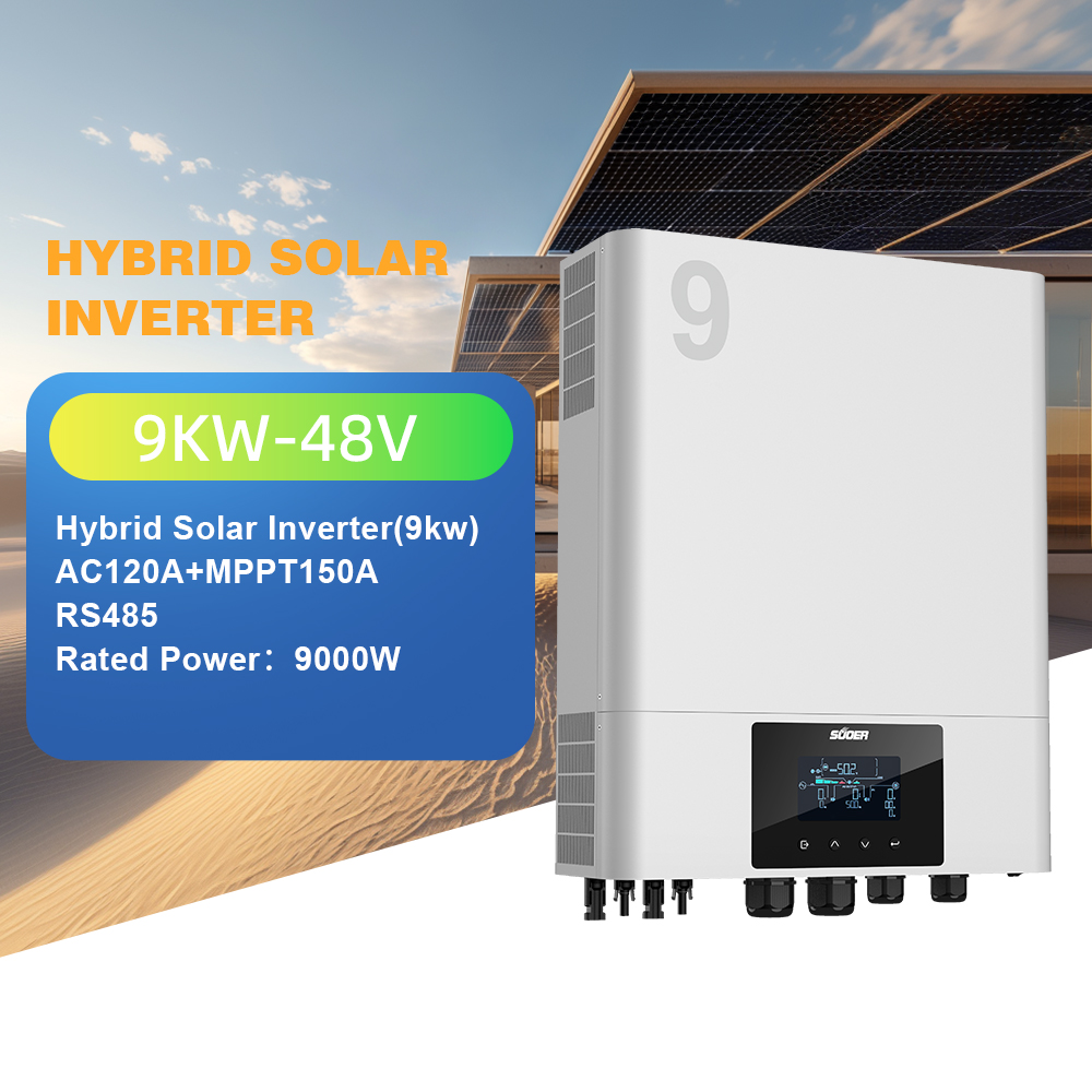 SUOER 9KW Smart Hybrid Solar Inverter AC/DC Inverters Single Output 80A with 60Hz Frequency and MPPT