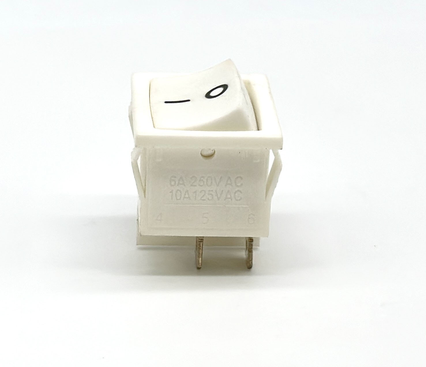 6A 250V dpst on off white rocker switch