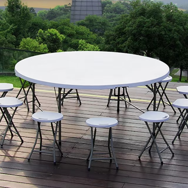 Foldable plastic circular dining table