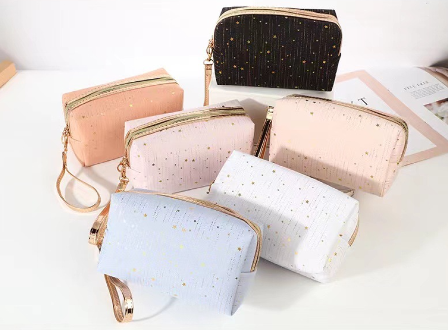rain silk gold star octagonal makeup bag