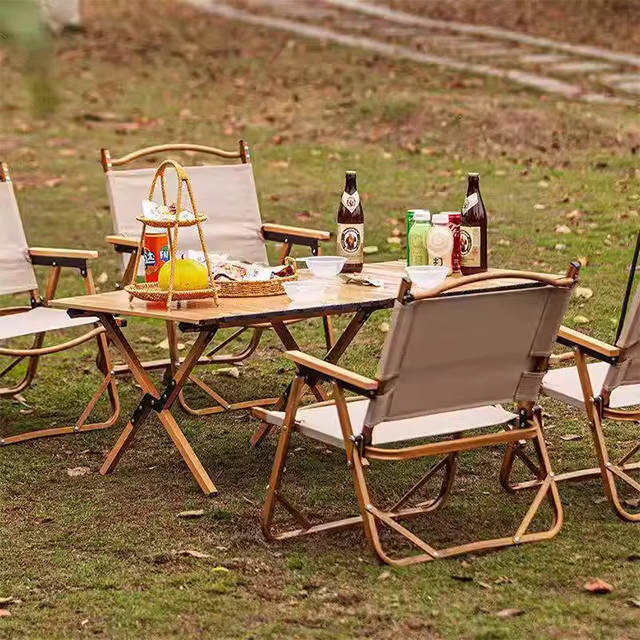 Camping activity picnic chairs and tables
