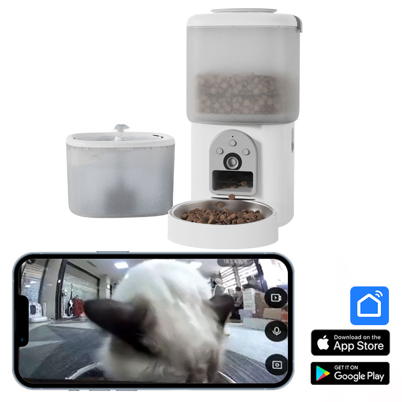 2 in 1 Smart Cat Dog Water Dispenser Automatic Cat Food Feeder