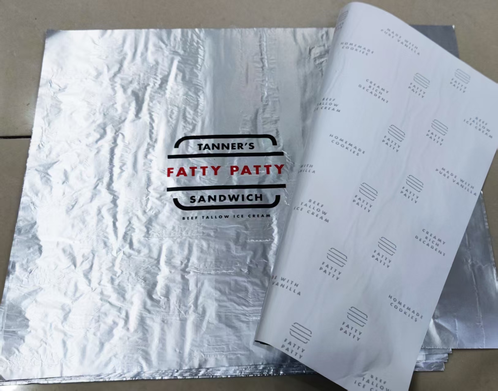aluminum foil burger packing with logo