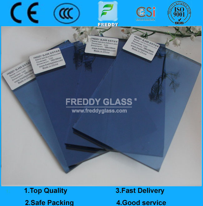 Dark blue reflective glass