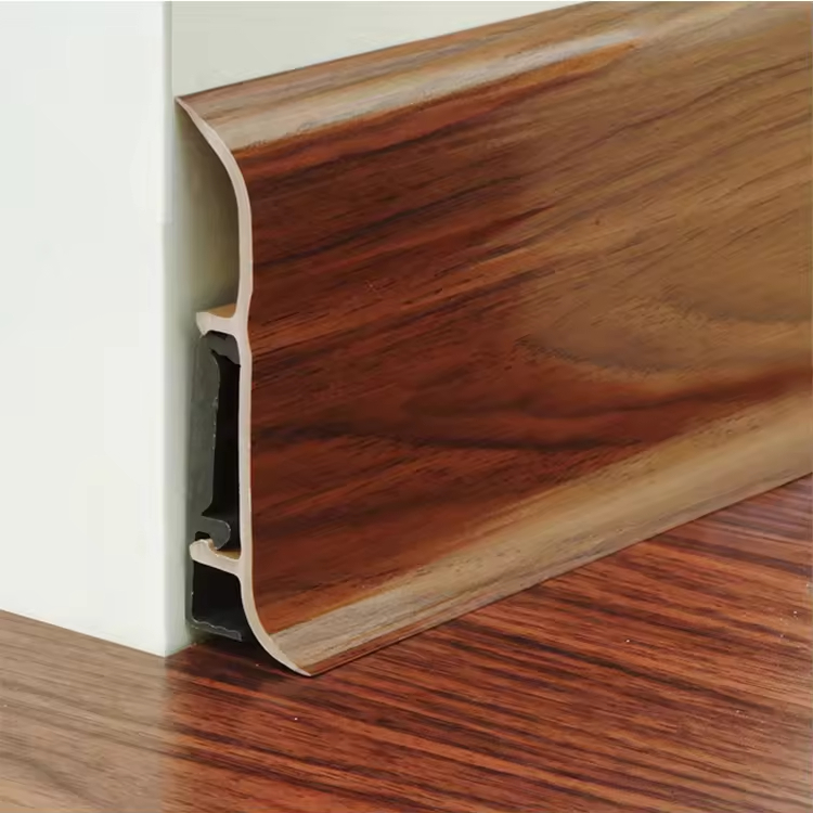 Professional Wood Grain Pvc Skirting Board White Flooring Accessories for Kitchen