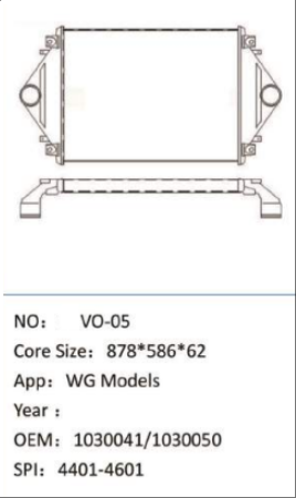 Heavy truck radiator intercooler