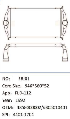 Heavy truck radiator intercooler