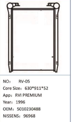 Heavy truck radiator intercooler