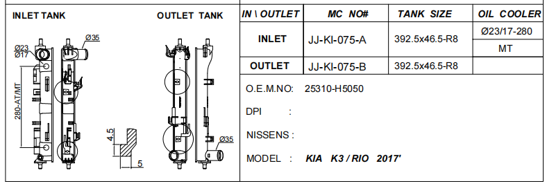 Radiator Plastic Tank