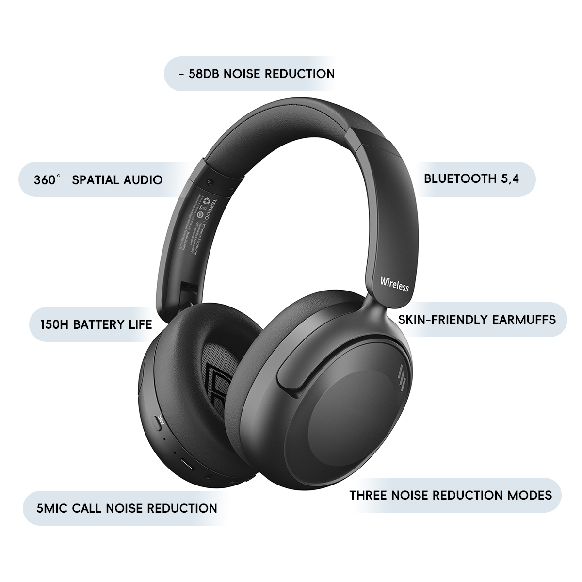 Hybrid Active Noise Cancelling Customizable Sound, Spatial Audio Compatible Premium Over-Ear Headset