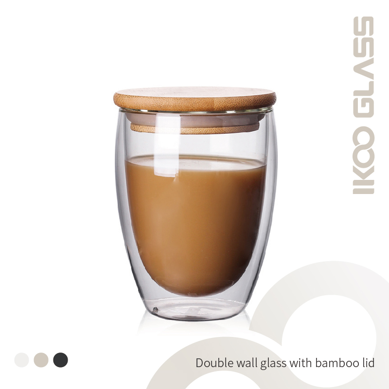 glass cup with bamboo lid