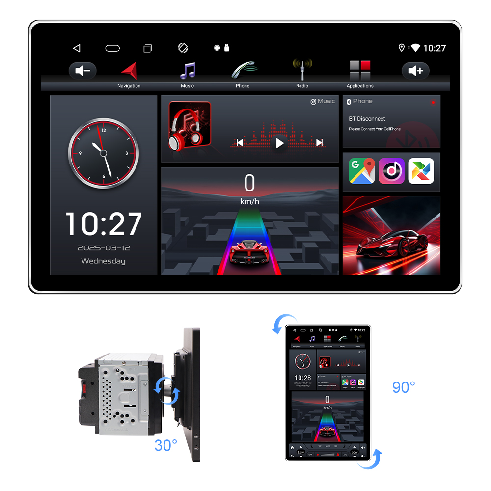 Jmance 12 inch Rotatable Machine Android Car Radio Stereo Universal 2 Din Car DVD Player