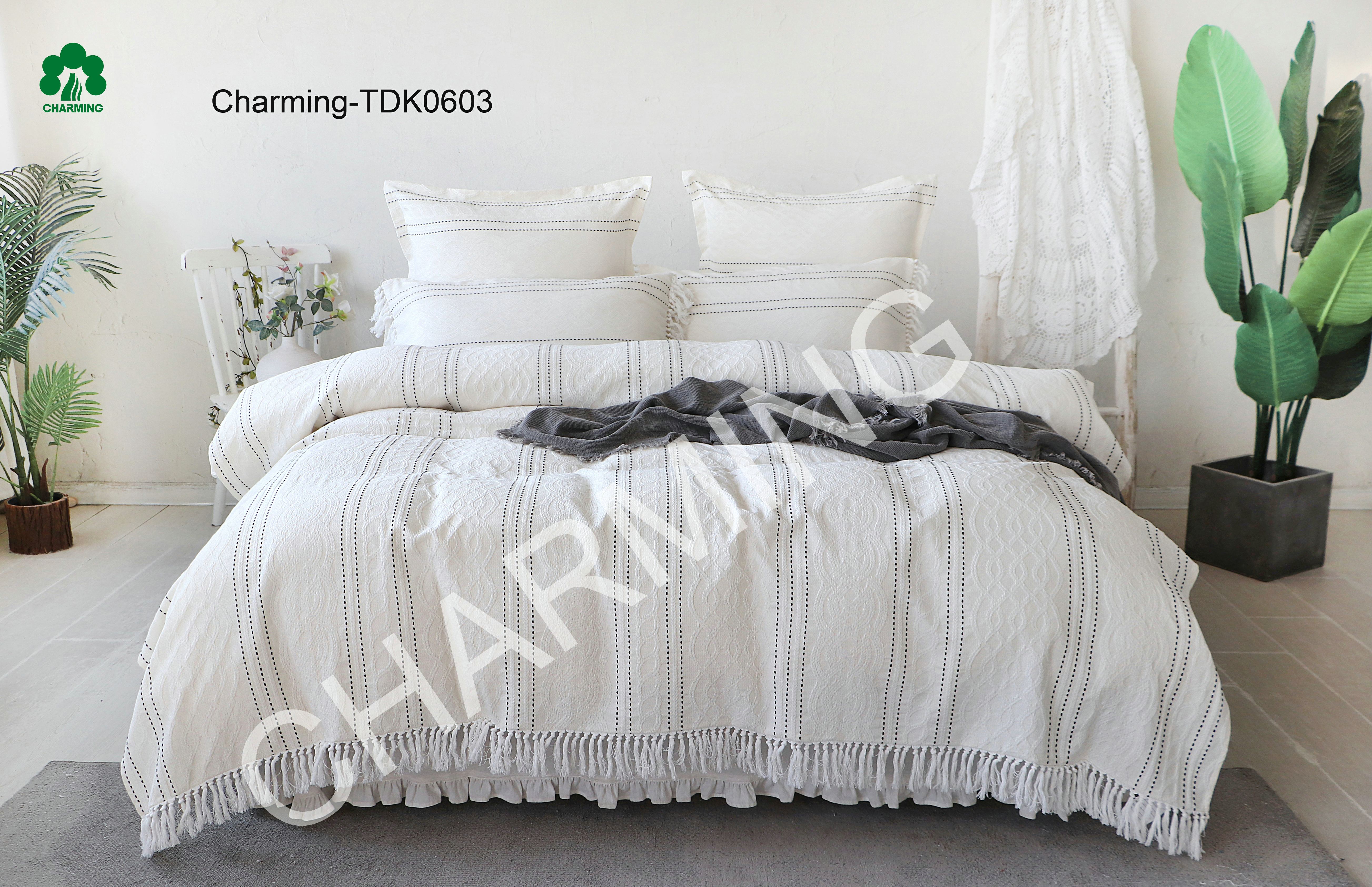 TDK0603 yarn-dyed jacquard threading bed set