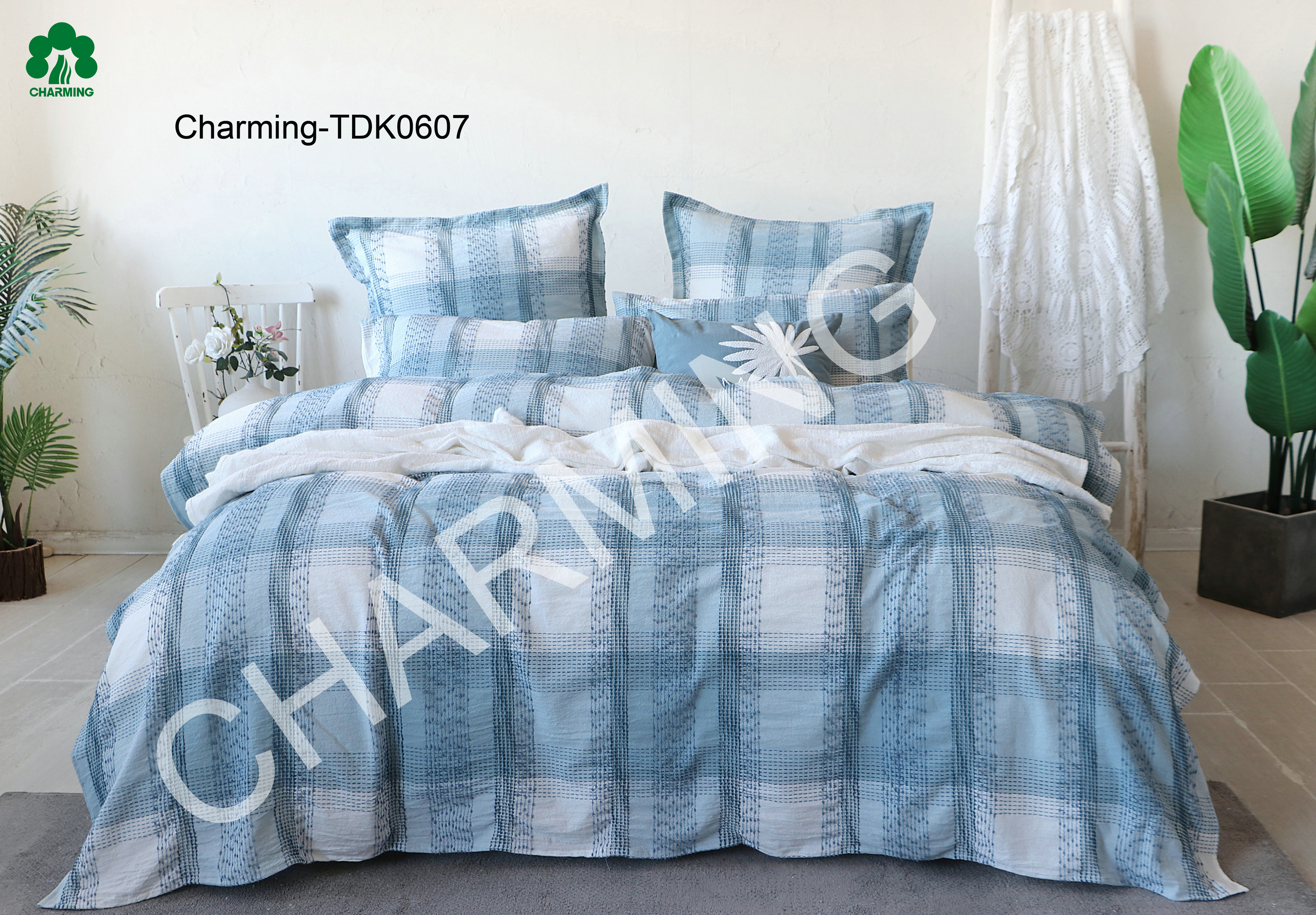 TDK0607 yarn-dyed jacquard threading bed set