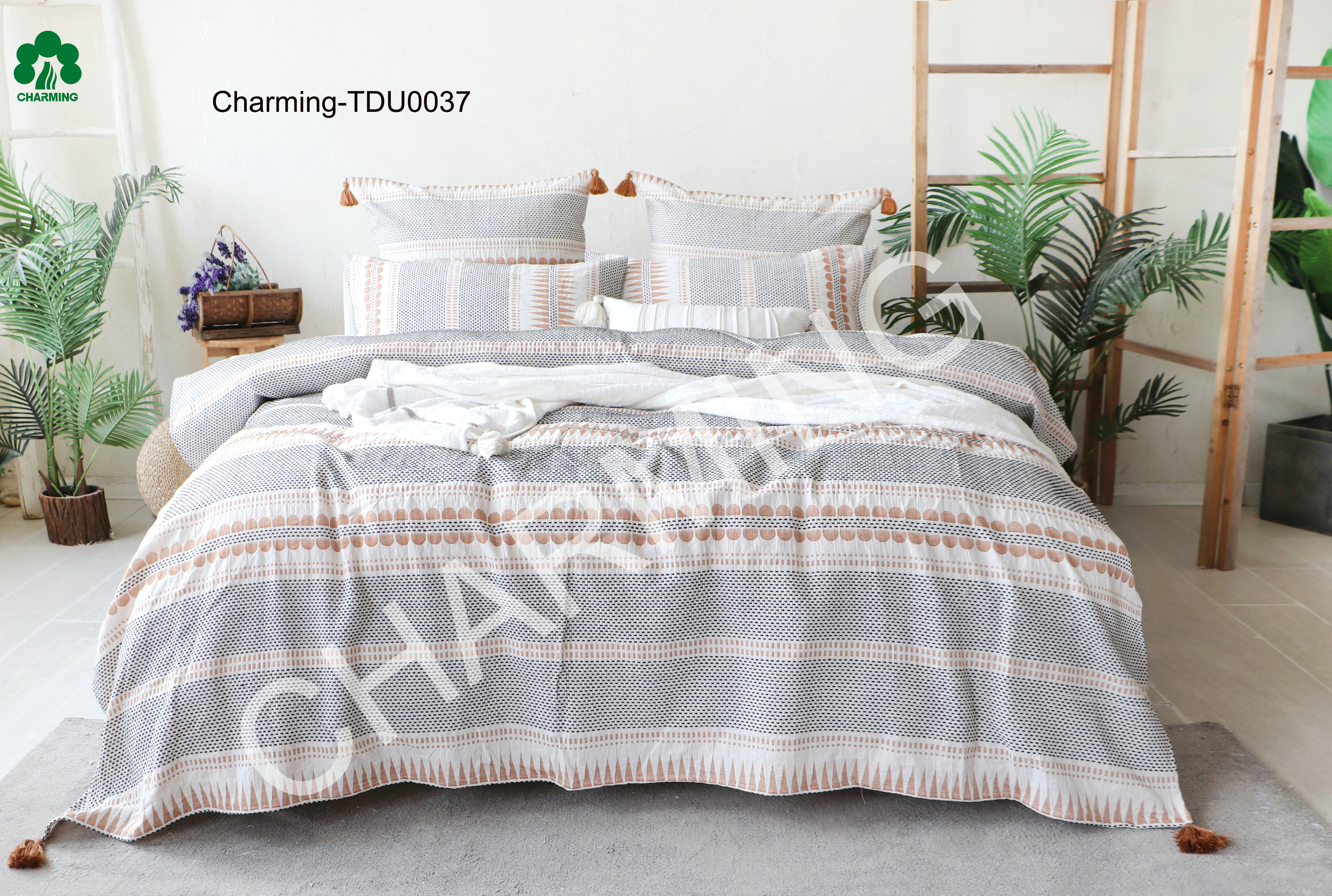 TDU0037 yarn-dyed jacquard bed set