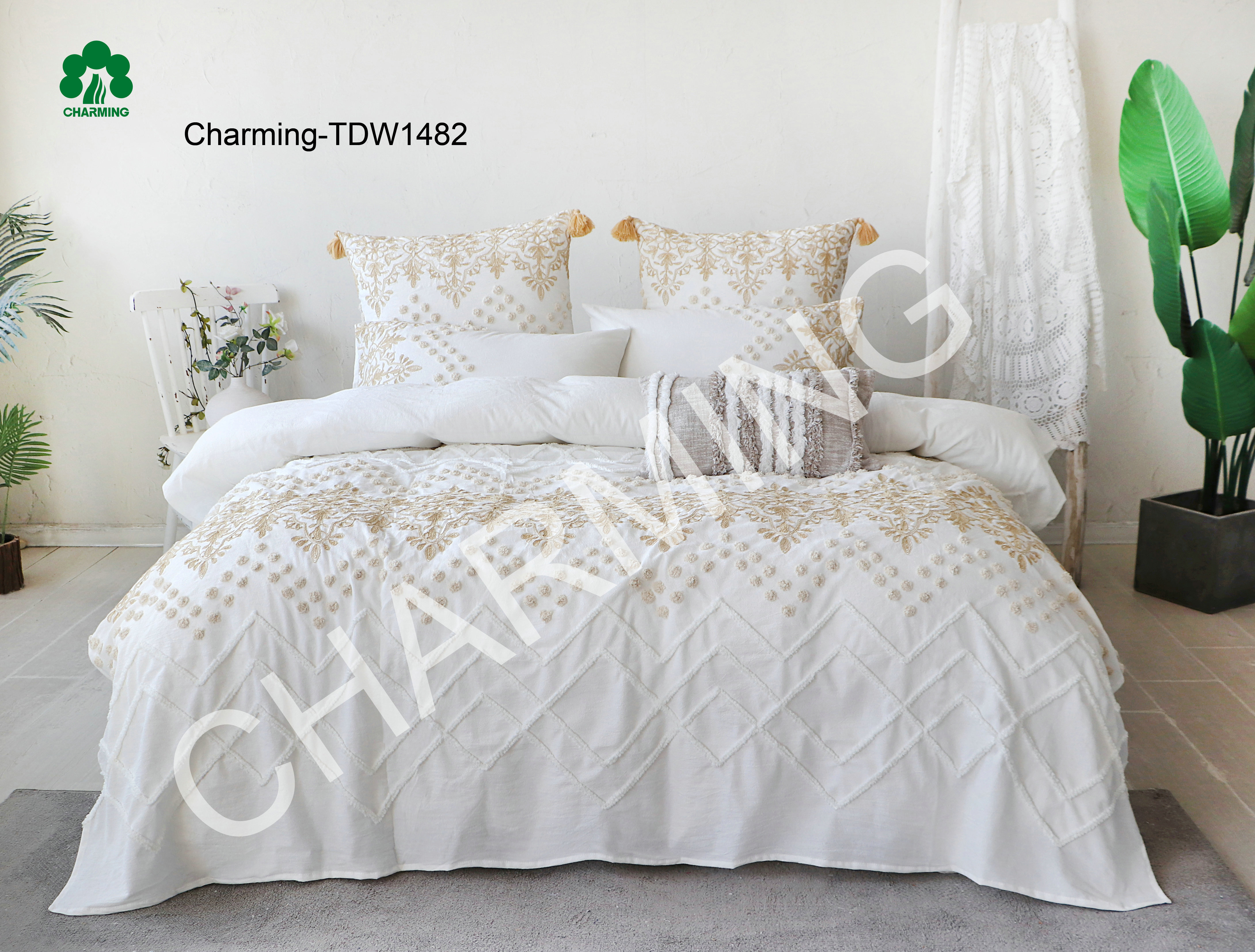 TDW1482 Cotton embroidered bed set