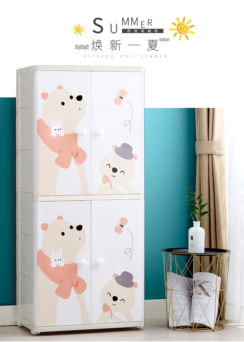 Double door plastic storage cabinet
