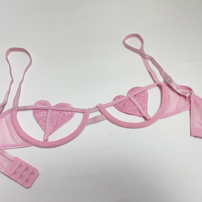 New style sexy hollow out love heart shaped girlish three point style sexy lingerie set.