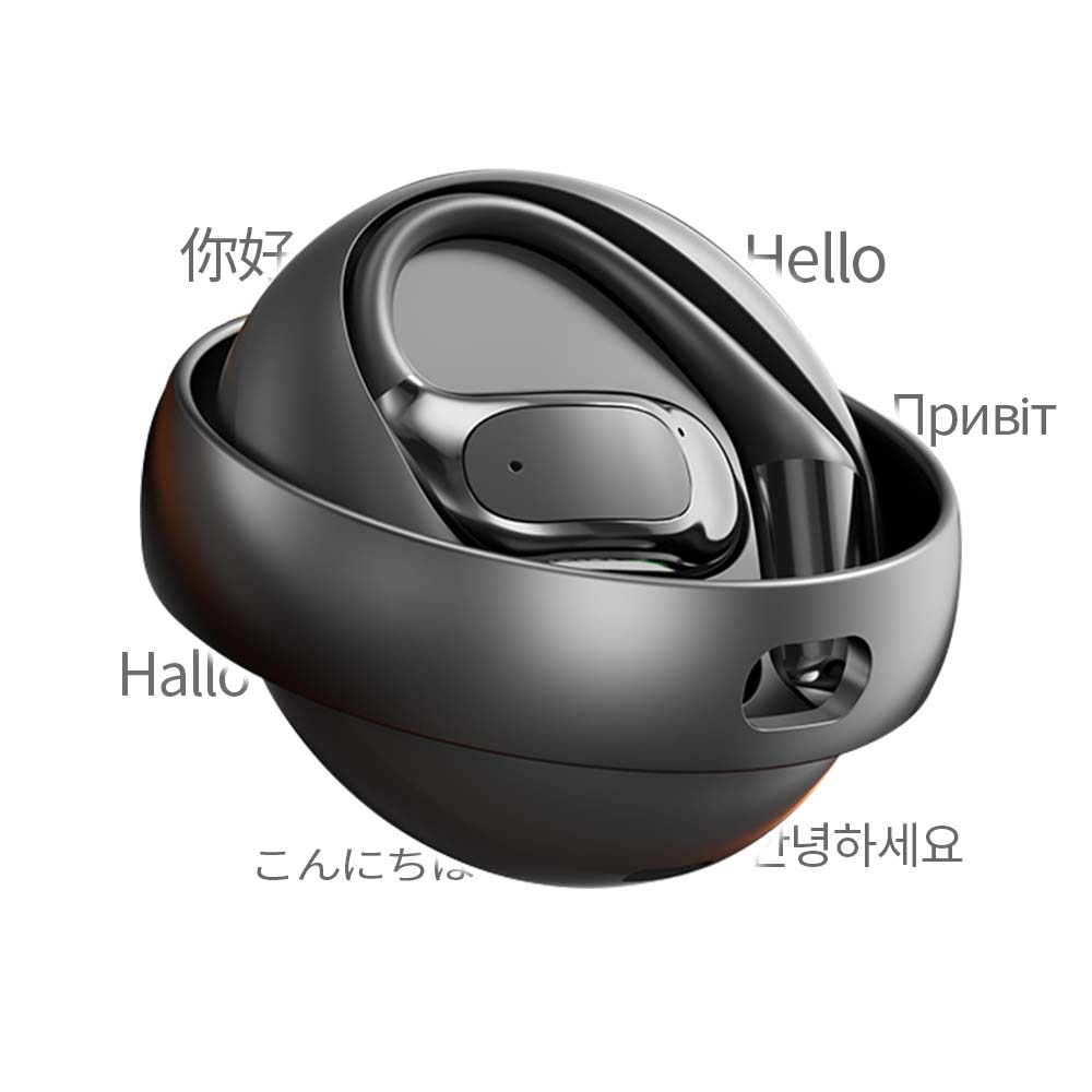 Real-Time AI Translator Earbuds Global 144 Languages Ear Hook Wireless Headphones 360° Rotating