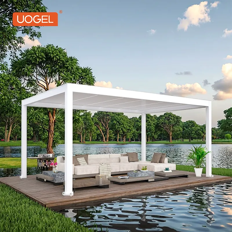 Modern Water-Resistant Aluminium Pergola Popular Garden Louver Roof Pavilion Powder Coated Frame