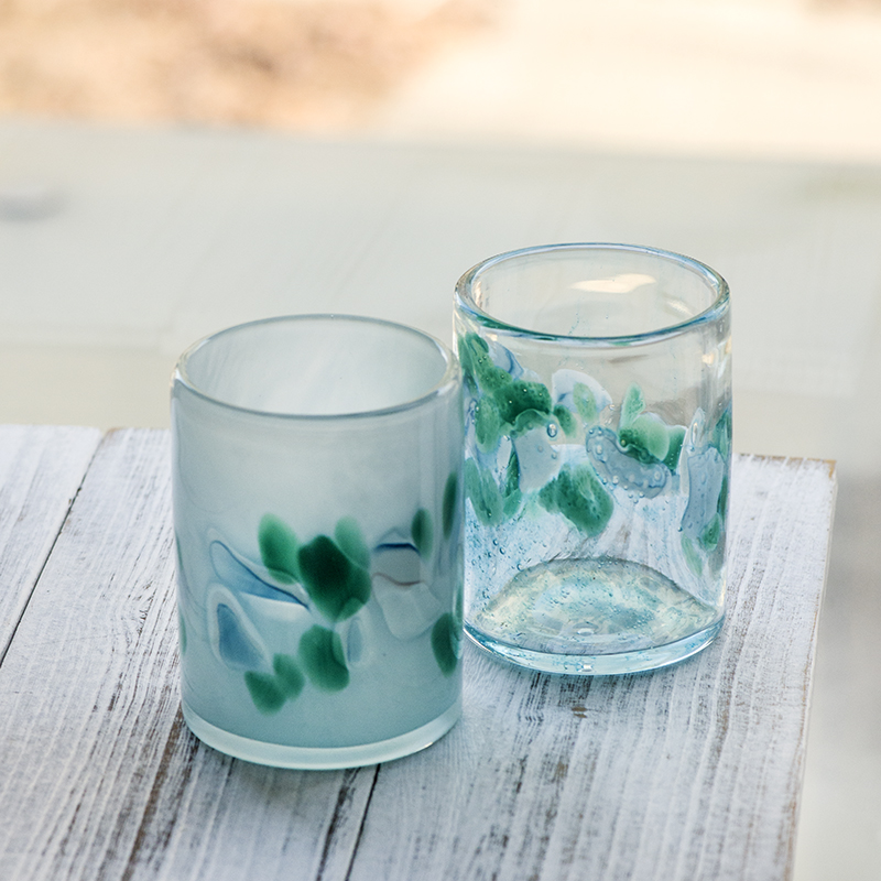 Handmade mouth-blown color art Glass tealight Candleholder CJ0808 Candy Dots