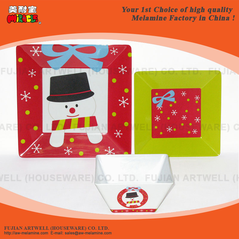 Melamine Tableware, Dinnerware, Dinner Set, Plate, Bowl, Cup, Mug, Tray, Christmas, Santa, Snowman