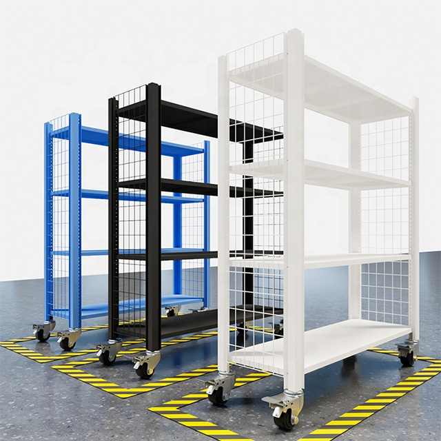 Metal storage rack with steel wheels