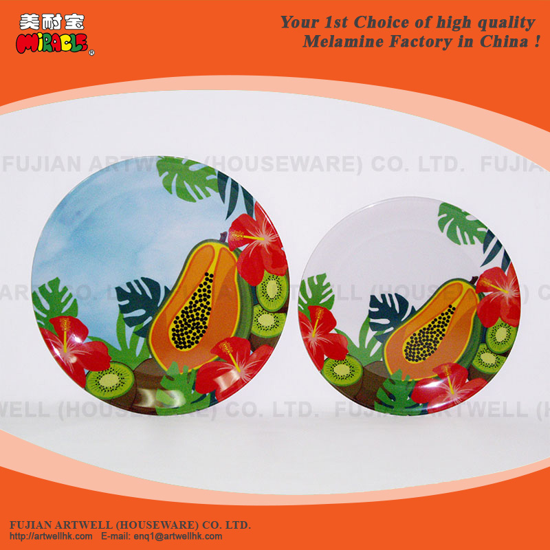 Papaya Design Melamine Dinner Set, Tableware, Dinnerware, 16 Pc Dinner Set, Plate, Bowl, Cup, Mug
