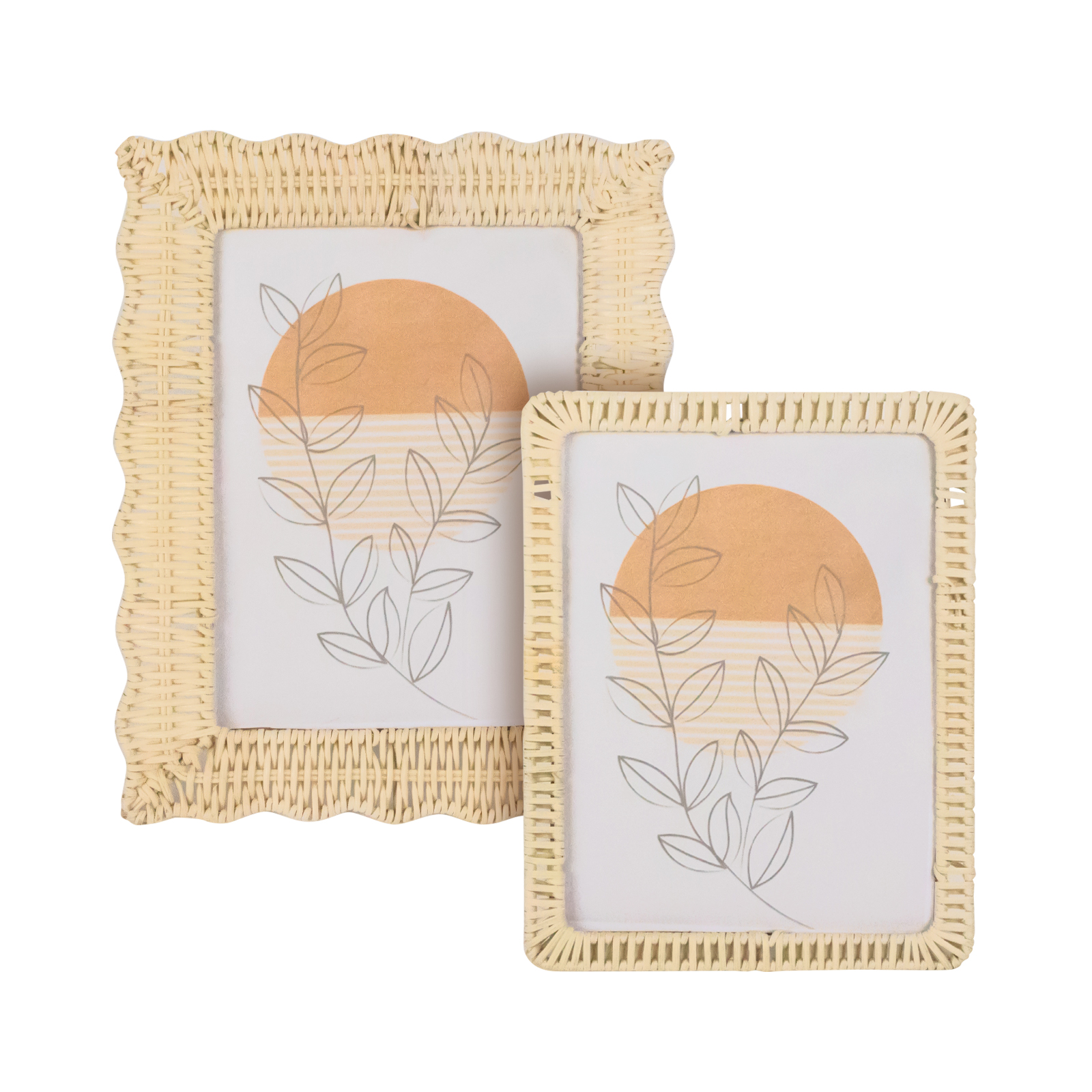 Boho Picture Frame Paper Rope Rattan Photo Frame Wall & Tabletop Display, Christmas Gifts for Family