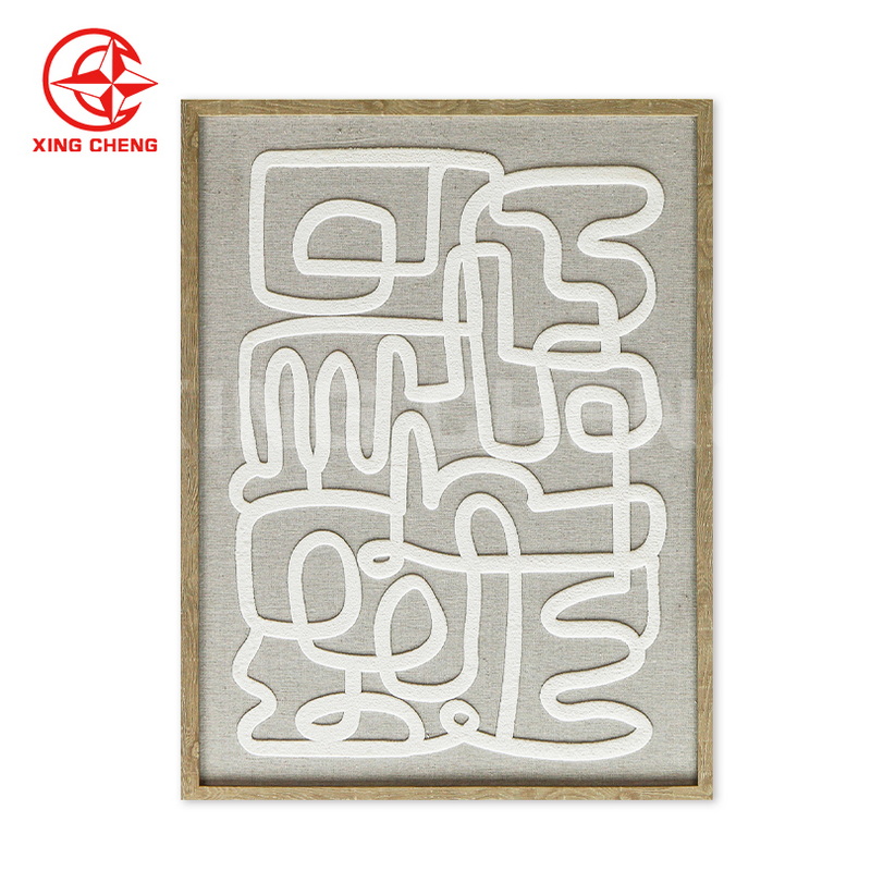 XINGCHENG brief nordic 3D geometry wall decoration handpainted foiled paper wall art with PS frame