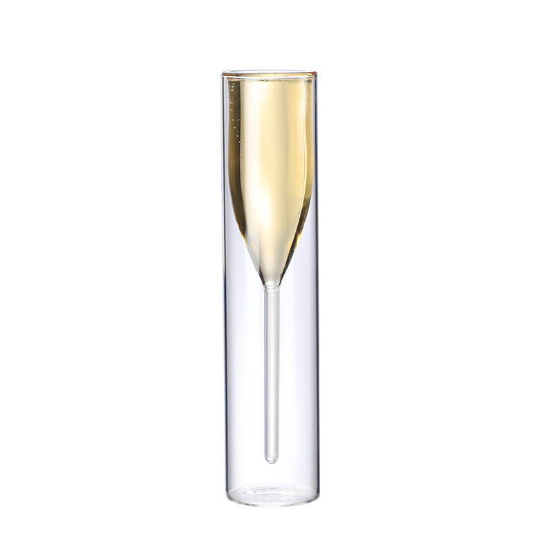High borosilicate double layer champagne glass