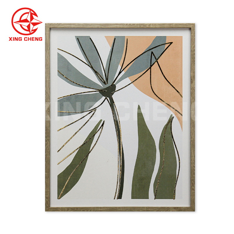 XINGCHENG brief nordic 3D geometry wall decoration handpainted foiled paper wall art with PS frame