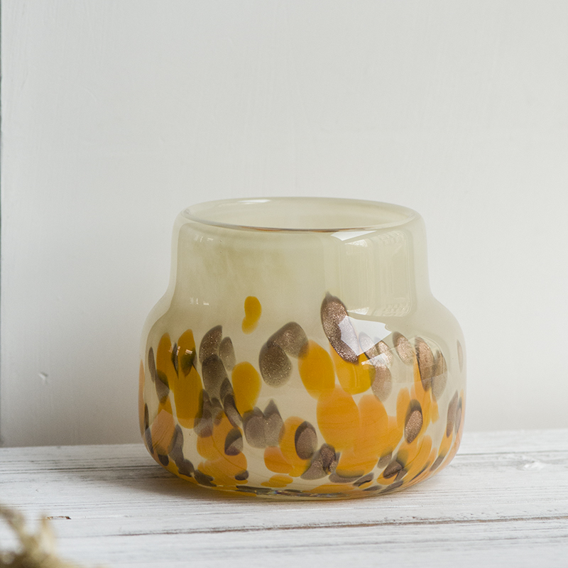 Handmade mouth-blown color art Glass tealight Candleholder CJ12-92/CJ93-73 Dots